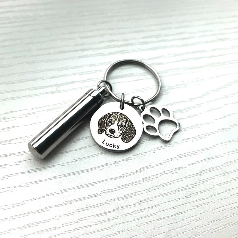 Pet Hair & Ashes Memorial Keychain