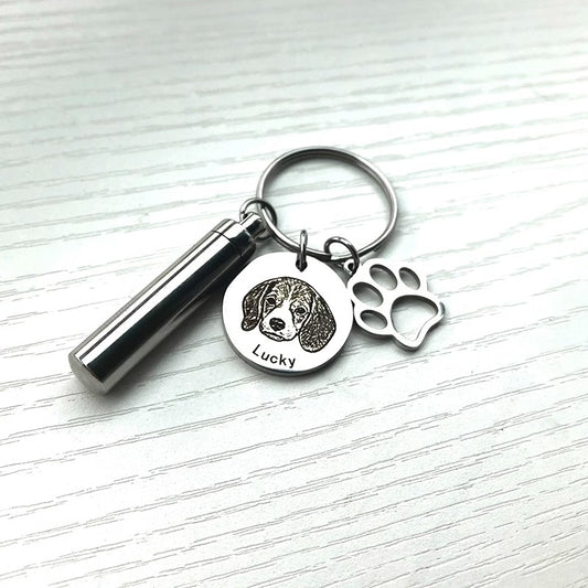 Pet Hair & Ashes Memorial Keychain